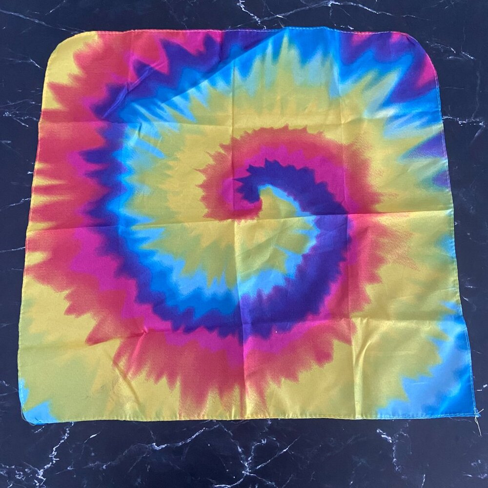 Set of 8 Colorful Rainbow Swirl tie-dye bandanas with spiral design